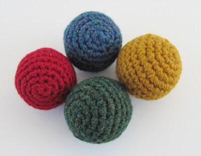 Crocheted Natural Wool Blend Catnip Cat Toy Ball Set of 4, Made in USA - image1